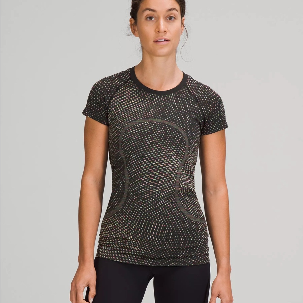 Lululemon Athletica Grid Warp Black Neon Swiftly Short Sleeve